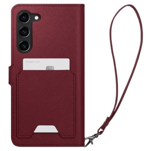 Spigen pénztárcával "S" Plus Sam Samsung Galaxy S23+ S916 burgundia ACS05678 tok