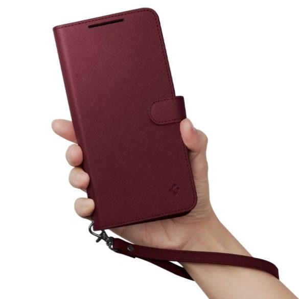 Spigen pénztárcával "S" Plus Sam Samsung Galaxy S23+ S916 burgundia ACS05678 tok