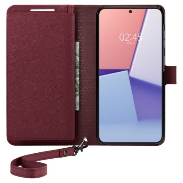 Spigen pénztárcával "S" Plus Sam Samsung Galaxy S23+ S916 burgundia ACS05678 tok