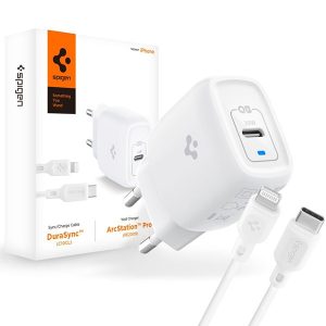 Hálózati töltő Spigen PE2C10CL PD20W USB-C + kabel lightnig Bia³,a/White ASE05999