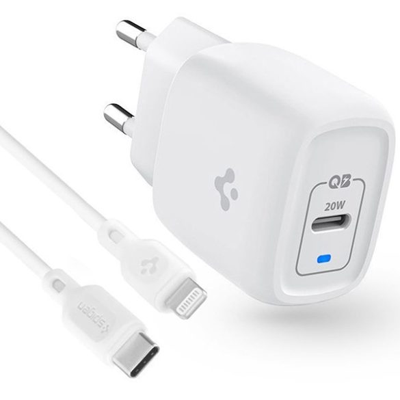 Hálózati töltő Spigen PE2C10CL PD20W USB-C + kabel lightnig Bia³,a/White ASE05999