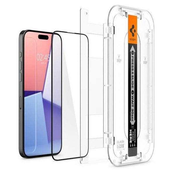 Spigen Glas.TR FC iPhone 15 Pro Max 6.7" "EZ FIT" 2 db edzett üveg fekete keretes AGL06873