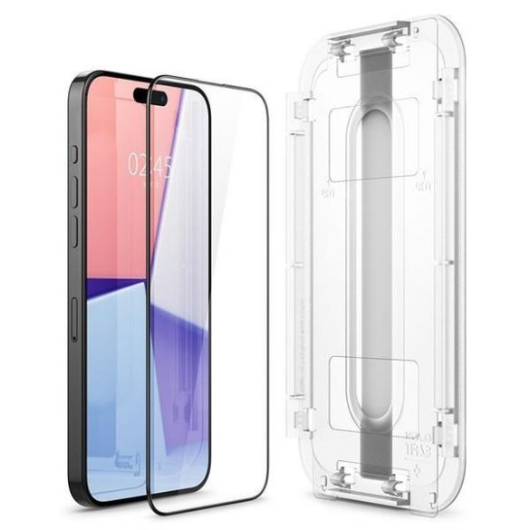 Spigen Glas.TR FC iPhone 15 Pro Max 6.7" "EZ FIT" 2 db edzett üveg fekete keretes AGL06873