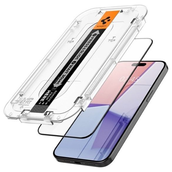 Spigen Glas.TR FC iPhone 15 Pro Max 6.7" "EZ FIT" edzett üveg fekete keretes AGL06879