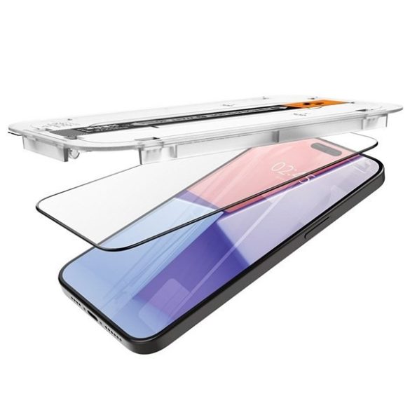 Spigen Glas.TR FC iPhone 15 Pro Max 6.7" "EZ FIT" edzett üveg fekete keretes AGL06879