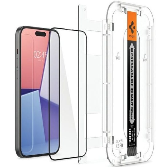 Spigen Glas.TR FC iPhone 15 Plus 6.7" "EZ FIT" 2 db edzett üveg fekete keretes AGL06884