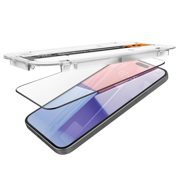 Spigen Glas.TR FC iPhone 15 Plus 6.7" "EZ FIT" edzett üveg fekete keretes AGL0688888