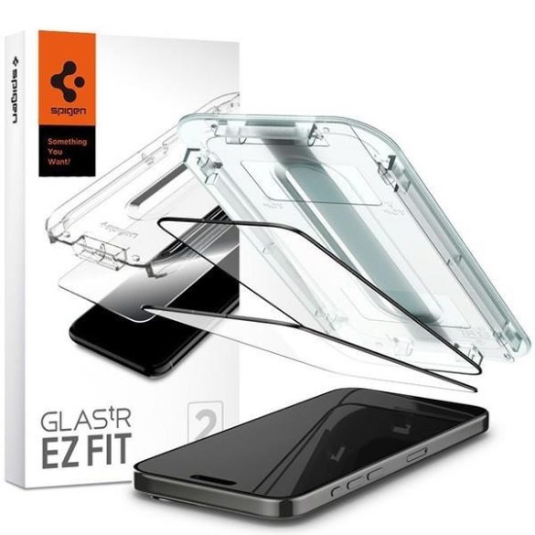 Spigen Glas.TR FC iPhone 15 Pro 6.1" "EZ FIT" 2 db edzett üveg fekete keretes AGL06893