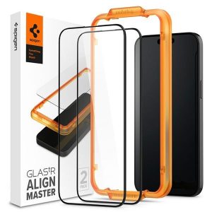 Spigen Alm Glass FC iPhone 15 Pro 6.1" 2 db edzett üveg fekete keretes AGL06895