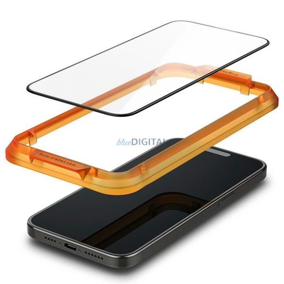 Spigen Alm Glass FC iPhone 15 Pro 6.1" 2 db edzett üveg fekete keretes AGL06895