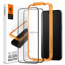   Spigen Alm Glass FC iPhone 15 6.1" 2 db edzett üveg fekete keretes AGL06906