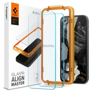 Spigen ALM GLAS.TR edzett üveg felhelyezést segítő kerettel Google Pixel 8A - 2 db