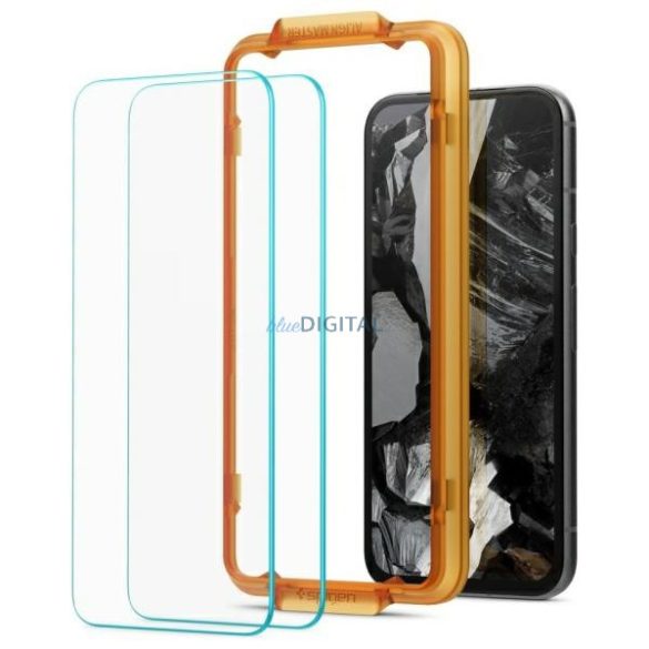 Spigen ALM GLAS.TR edzett üveg felhelyezést segítő kerettel Google Pixel 8A - 2 db