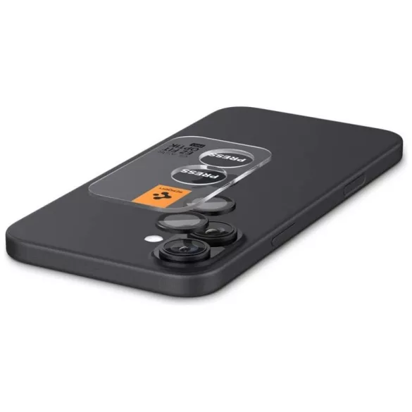 Spigen Optik.Tr Camera kamera lencse védő fólia fekete szegéllyel iPhone 16 Plus - 2 db