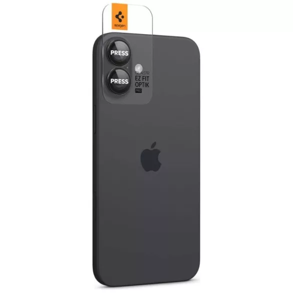Spigen Optik.Tr Camera kamera lencse védő fólia fekete szegéllyel iPhone 16 Plus - 2 db