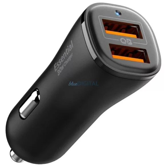Spigen EV302 Essential autós töltő 2xUSB-A csatlakozással 30W - fekete