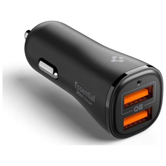 Spigen EV302 Essential autós töltő 2xUSB-A csatlakozással 30W - fekete