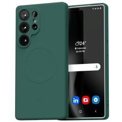   Mercury Semi-Silicone MagSafe-kompatibilis tok Samsung Galaxy S25 Ultra - zöld