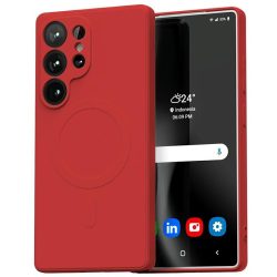   Mercury Semi-Silicone MagSafe-kompatibilis tok Samsung Galaxy S25 Ultra - piros