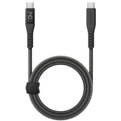   ENERGEA kabel Flow USB-C - USB-C digitális kijelző 1.5m fekete 240W 5A PD gyorstöltés