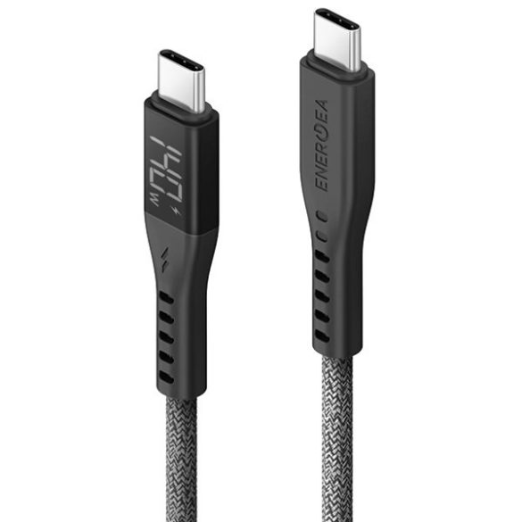 ENERGEA kabel Flow USB-C - USB-C digitális kijelző 1.5m fekete 240W 5A PD gyorstöltés