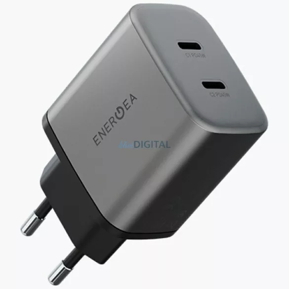Energea Ampcharge fali töltő     GaN45 2xUSB-C PD/PPS/QC3.0 45 W szürke