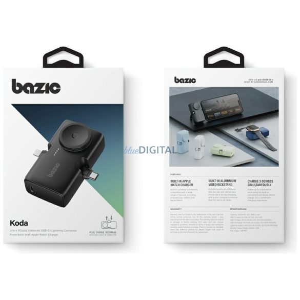 PowerBank 3in1 Bazic Koda 5000mAh PD20W USB-C / Lightning fekete