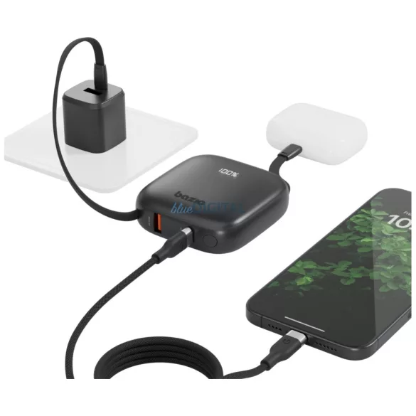 PowerBank 4w1 Bazic Fusion 10000mAh PD20W USB-C / Lightning fekete