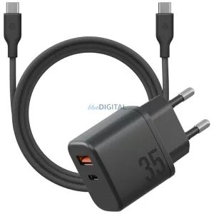 Energea Bazic Goport Velox Kit GaN hálózati töltő 1x USB-C 1x USB-A 35W kábellel - fekete