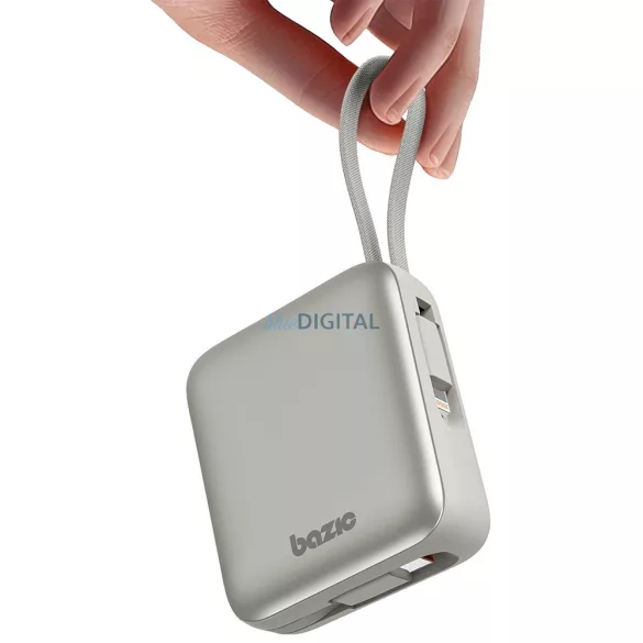 PowerBank 3in1 Bazic Fusion Mini 10000mAh kábel USB-C/Világításszürke