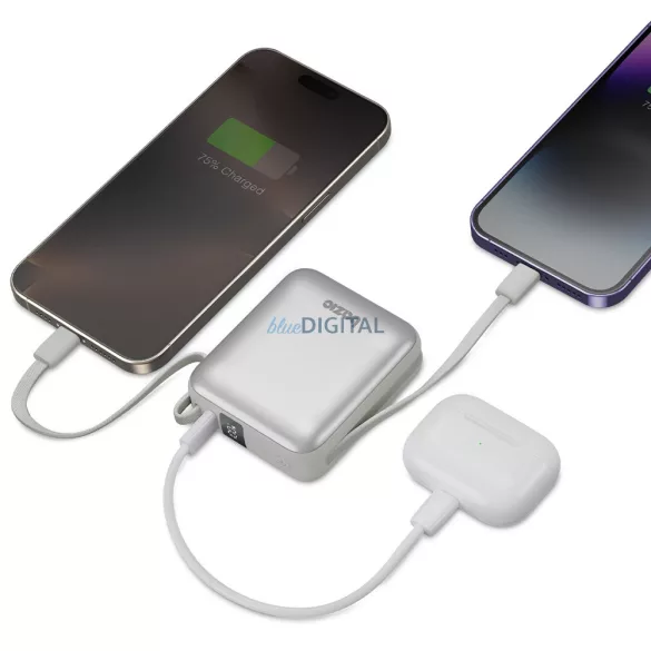 PowerBank 3in1 Bazic Fusion Mini 10000mAh kábel USB-C/Világításszürke