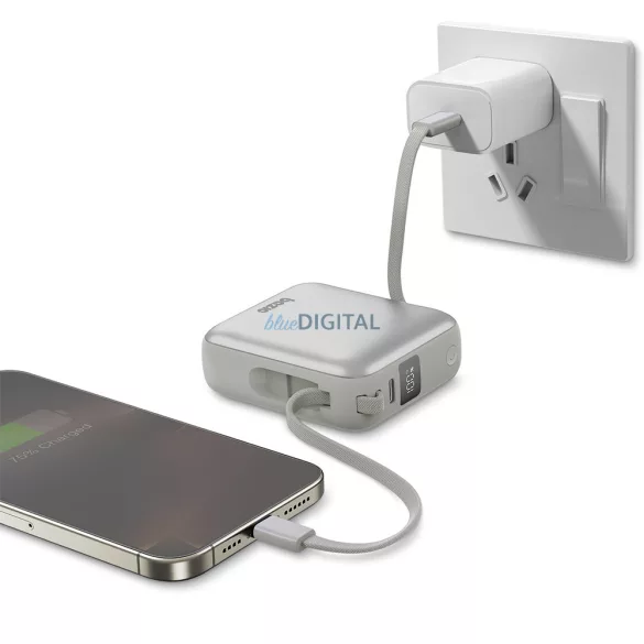 PowerBank 3in1 Bazic Fusion Mini 10000mAh kábel USB-C/Világításszürke