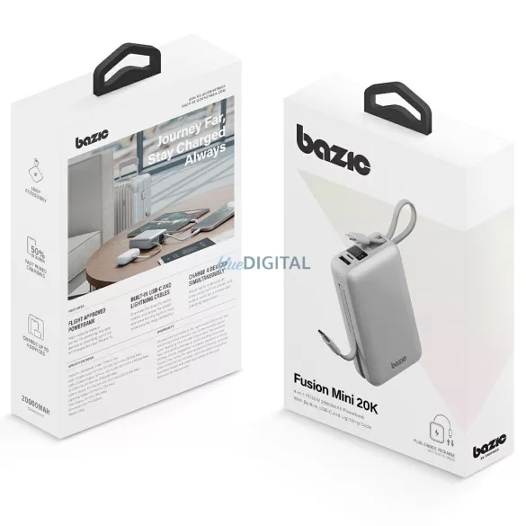 PowerBank 4in1 Bazic Fusion Mini 20000mAh kábel USB-C/Világításszürke
