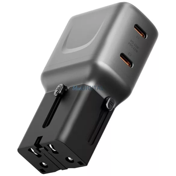 Energea TravelGo hálózati töltő adapter 45, 2xUSB-C, 45 W, grafitfekete