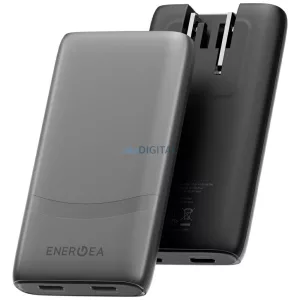 Energea TravelWorld Edge 65 W-os fali töltő, 2xUSB-C PD/PPS/QC3.0 (USA/Egyesült Királyság/EU), grafit színű