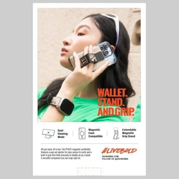 Skinarma Mirage Spunk mágneses kártyatartó kitámasztóval - zöld