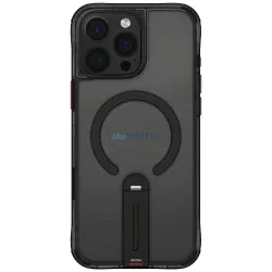   Skinarma Helix tok iPhone 16 Pro, mágneses töltéssel, 360°-ban forgatható állvánnyal, fekete