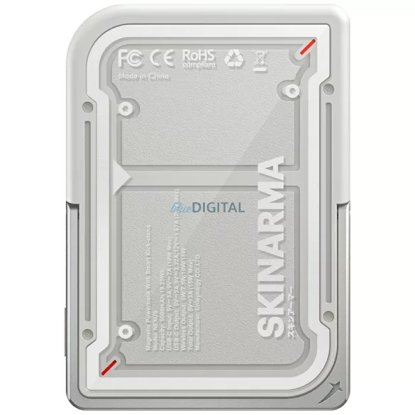 Skinarma Nexus Mecha mágneses állvánnyal ellátott powerbank, 5000 mAh, 20 W PD, USB-C, MagSafe, szürke