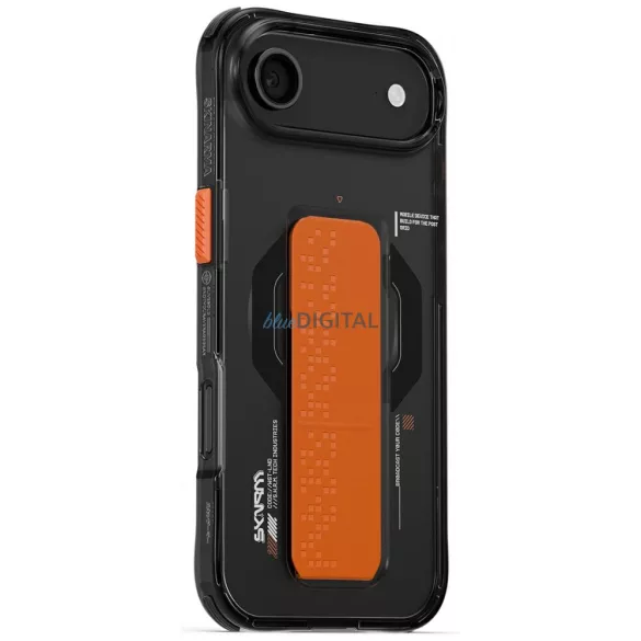 Skinarma Haxa tok iPhone Air, mágneses töltéssel és fogantyúval ellátott állvánnyal, grafit színben