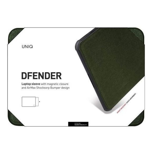 UNIQ Tok Dfender laptop Sleeve 15" keki zöld tok