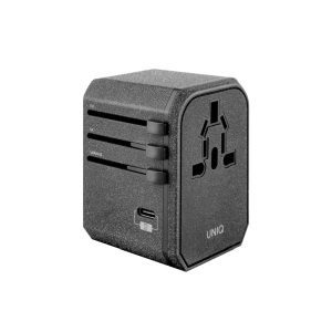 UNIQ hálózati töltő Voyage World Adapter 33W + 2xUSB + PD 18W + QC 3.0 szürke (LITHOS Collective)