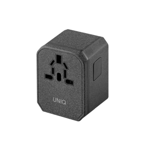 UNIQ hálózati töltő Voyage World Adapter 33W + 2xUSB + PD 18W + QC 3.0 szürke (LITHOS Collective)