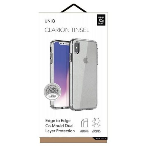 UNIQ Tok Clarion Tinsel iPhone Xs Max átlátszó tok