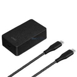   UNIQ Versa Slim töltő USB-C PD 18 W + USB-C–USB-C kábel, szénfekete (LITHOS Collect)