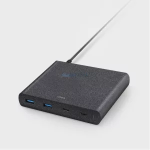 UNIQ Surge HUB töltő 90W 2x USB QC3.0 + 2x USB-C PD3.0 (LITHOS Collective) - szénfekete