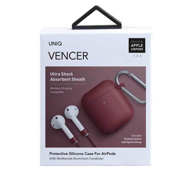 UNIQ Tok Vencer AirPods 1/2 gen. szilikon bordó tok