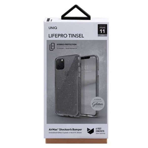 UNIQ Tok LifePro Tinsel iPhone 11 Pro fekete/füstös szürke tok