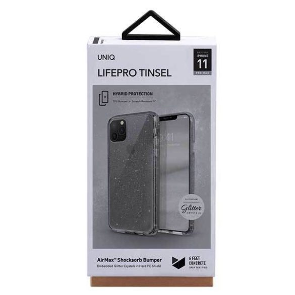 UNIQ Tok LifePro Tinsel iPhone 11 Pro Max fekete/füstös szürke tok