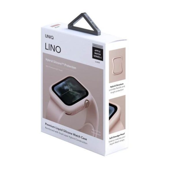 UNIQ Tok Lino Apple Watch Series 4/5/6/SE 44mm. védőfólia rózsaszín kerettel