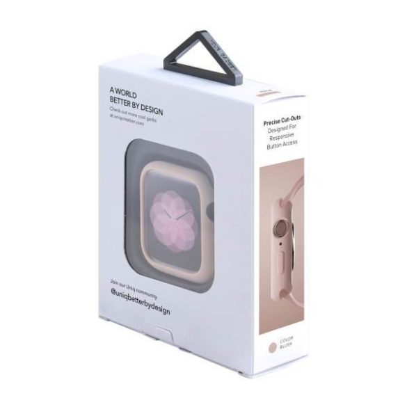 UNIQ Tok Lino Apple Watch Series 4/5/6/SE 44mm. védőfólia rózsaszín kerettel